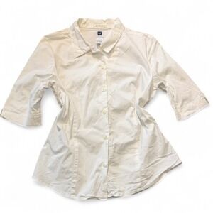 Vintage Y2K Gap Factory Store White Stretch Blouse, Women's Size M